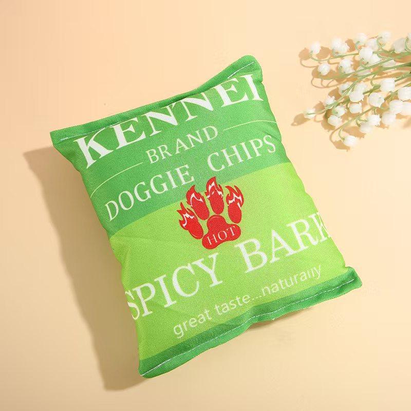 Custom Large Potato Chips Bag Dog Chew Toy Durable Oxford Fabric Waterproof Anxiety Relief Teeth Cleaning Toy