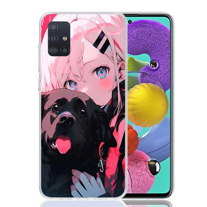 

Cute Anime Ins Girls Animal Cat Phone Case for Samsung Galaxy A52 A51 A50S A12 A22 A32 A72 A10S A30S A31 A71 Note 20 Ultra 10 Pl Samsung Note 20
