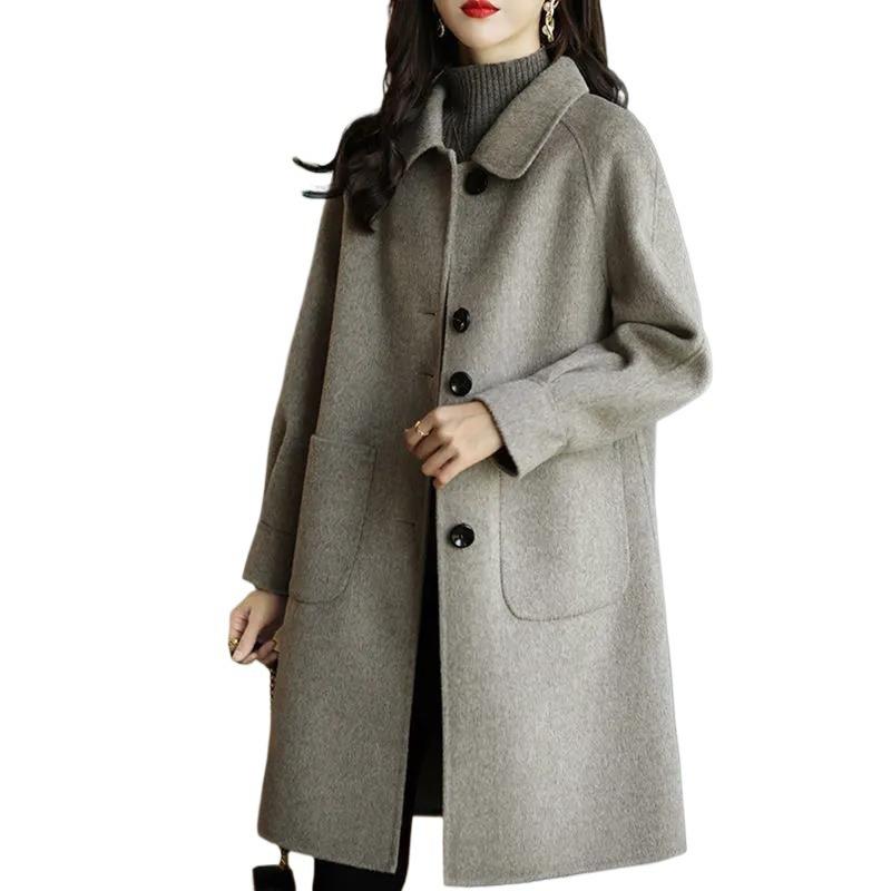 Jacket Women's Autumn and Winter New Small Thickened Korean Version Slim Temperament Medium and Long Woolen Coat