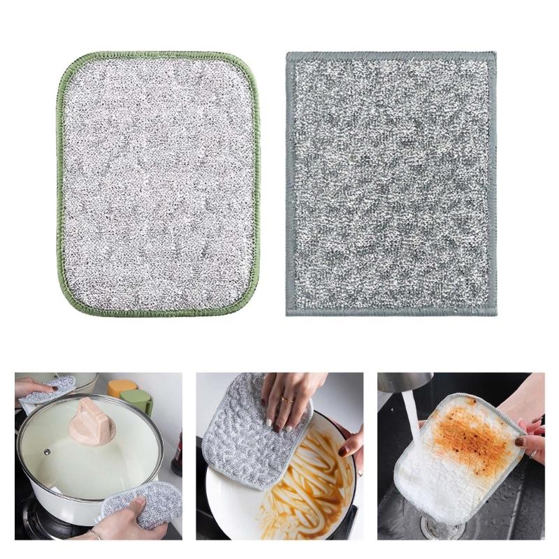 10PCS Reusable Dish Cleaning Cloth AntiScratch Oil Resistant Double Sided Scrubber for Kitchen Utensil Cookware