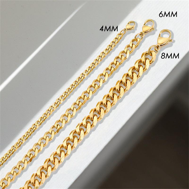 eManco Stainless Steel Cuban Chain Stacking Bracelet, 4MM/6MM/8MM, Fashion Jewelry.