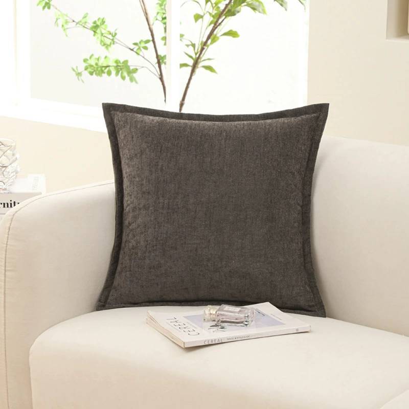 

Однотонная простая наволочка, подходящая для повседневного украшения гостиной, дивана темно-серого