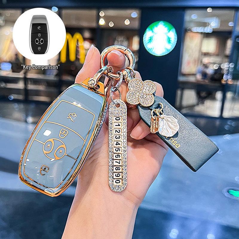 BAIC EX3 Electric Vehicle Key Fob Protective Case with Buckle Bag - Full Coverage for R600 Model