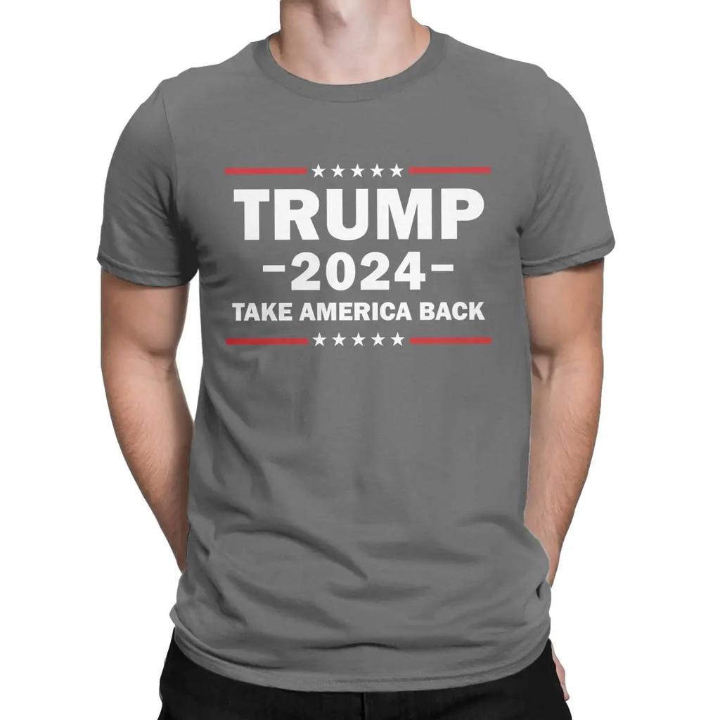 Men T-Shirts Donald Trump 2024 Shirt Take America Back 100% Cotton Tee Shirt Short Sleeve T Shirts Crewneck Clothes Gift Idea