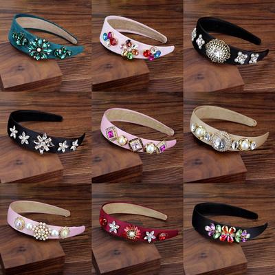 Einfacher Diamante Haarreifen Kristall und Perle Damen Haarbänder Breit Strass Stirnband für Hochzeitsfeier Vintage Haarschmuck