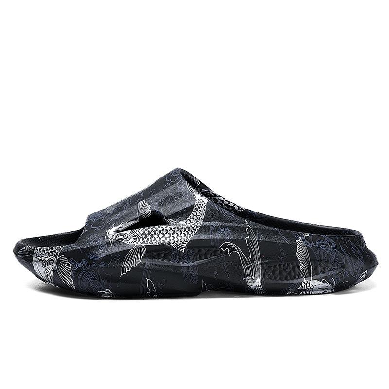 

2024 літні чоловічі тапочки з відкритим носком з одним словом на відкритому повітрі, пляжні туристичні сандалі, повсякденні тапочки з алфавітом, домашні тапочки 44-45 чорний