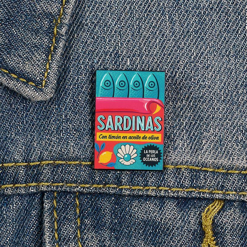 Sardine Can Art Enamel Pin Creative Cartoon Fish Brooch Cute Lapel Badge for Backpack Jacket Hat DIY Accessory