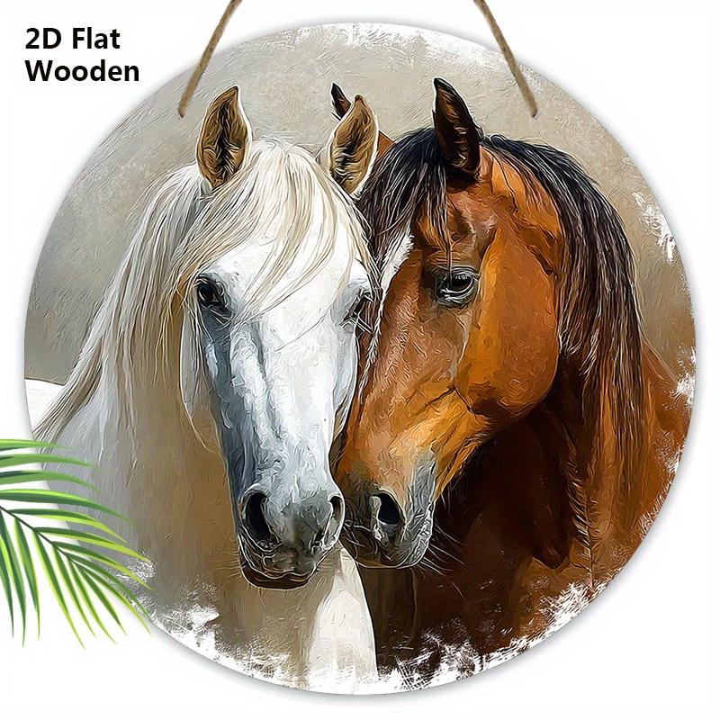 Rustic Wooden Sign with Horse Pattern - Unique Wall Pediments - Ideal for Front Door, Yard, Wall Decor
