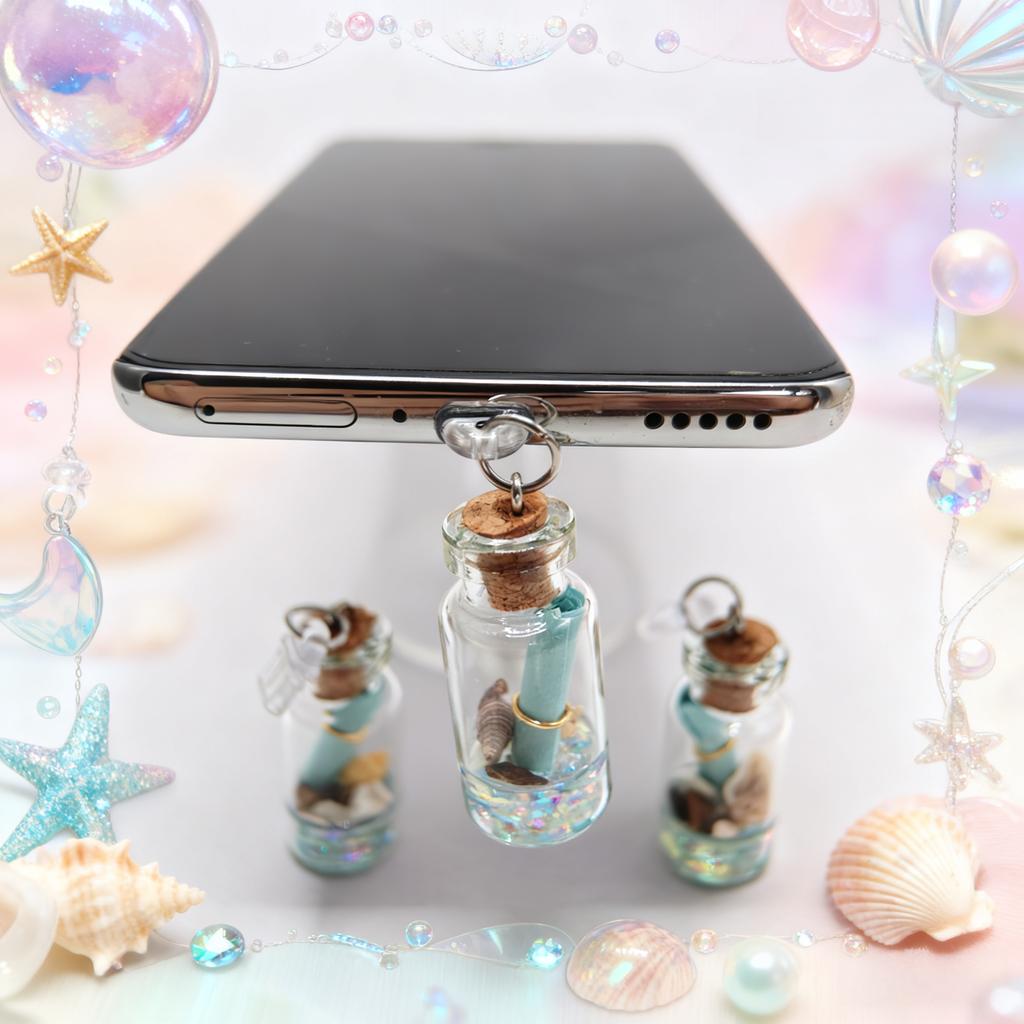 1Pc Ocean-Style Drift Bottle Phone Dust Plug, Mini Wishing Bottle Pendant, Exquisite Phone Accessory