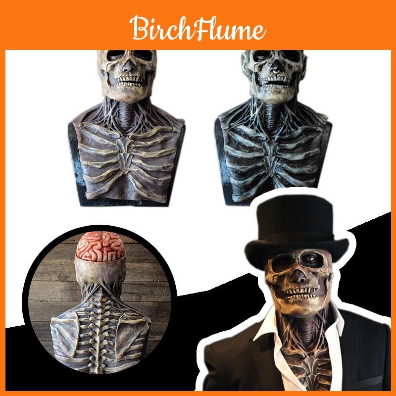 Maschera Biochimica Scheletro Spaventoso Per le Festività di Halloween Copertura Totale Testa in Silicone con Cappello