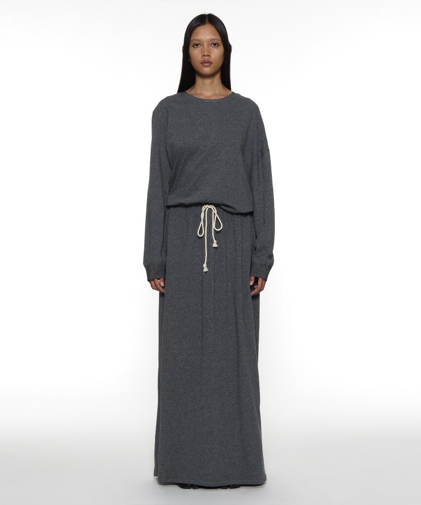 Partimento Woman Pwc Asymmetrical Drawstring Maxi Dress_Charcoal Melange