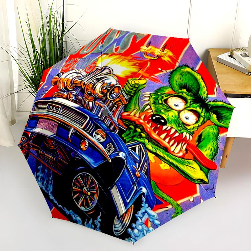 Rat Fink Boss Car Art Folding umbrella Suitable for all seasons durable Gift Umbrella Sun umbrella