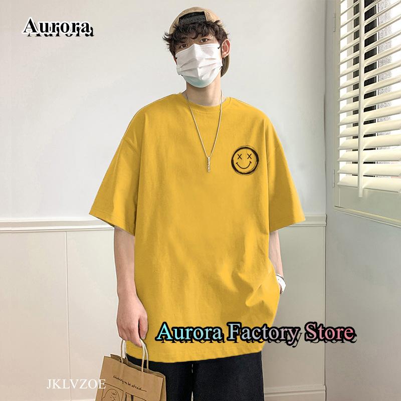 

New Summer Men Cotton T-Shirt Smile Face Printing Tops Tees Male Casual Clothing Fashion Short Sleeve Streetwear Y2K Tshirt S