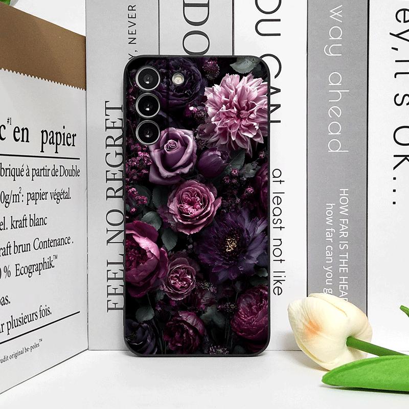 Stylish Black Rose Deep Purple Flower Phone Case for OPPO Realme 14 Pro Plus 13 12 Lite 11 10 9 Pro+ X7 PRO Ultra 5G Soft Cover