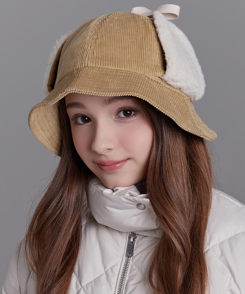 Hwaiteusaenjeu Unisex Corduroy Earmuff Bucket Hat Sunny (8 Colors)