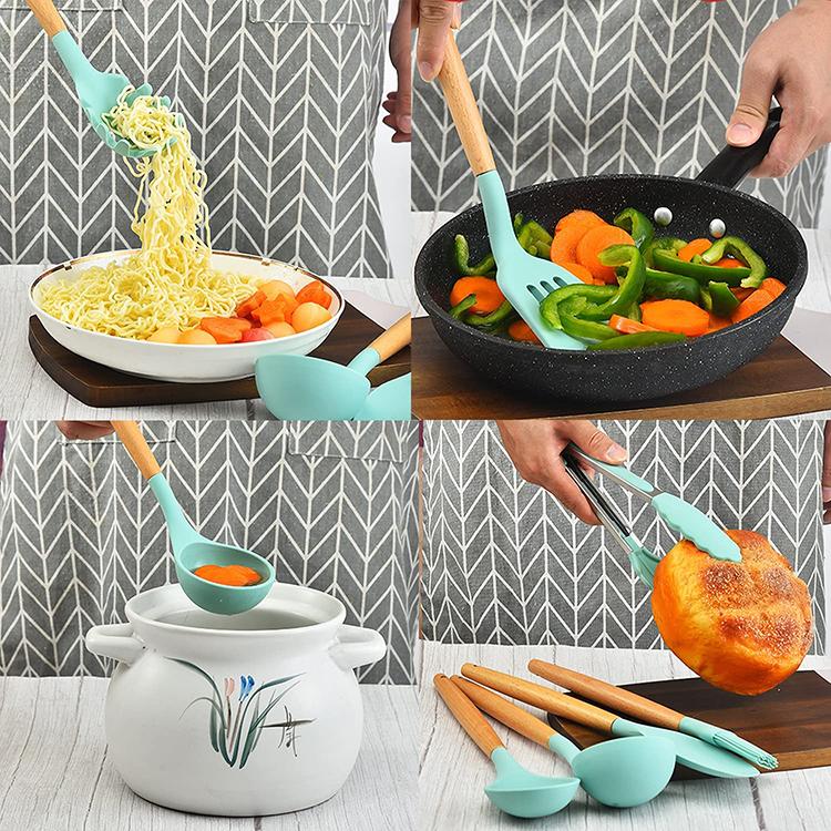 Top Seller 12 Pcs Kitchen Accessories Cooking Tools Kitchenware Silicone Kitchen Utensil Sets With Logo