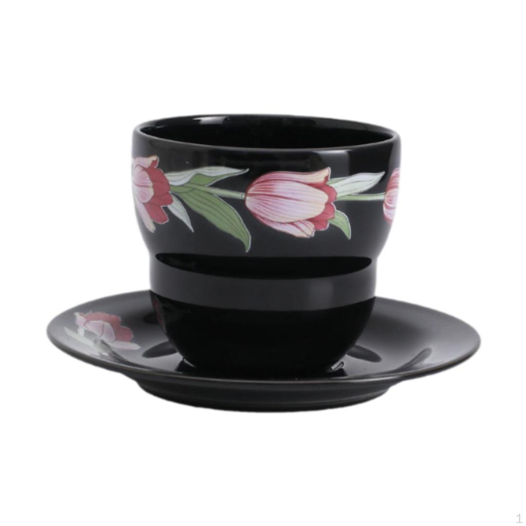 Porcelanowa filiżanka do kawy ze spodkiem ozdobny zestaw talerzy kwiatowych kubek do herbaty