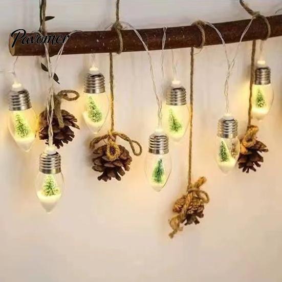 Durable LED Bulb String Lights Christmas Snow Ball Vintage 10/20 Bulbs Light Long-lasting Fairy with Scene for Home Patio Fireplace Xmas Tree