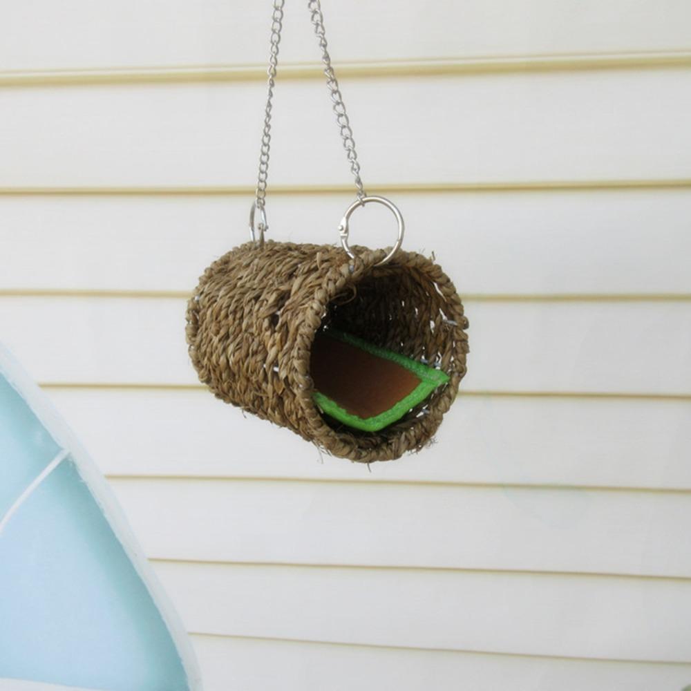 Grass Bird Nest Wear Resistant Hanging Parrot Pet Cage Ornament Bed Grass Tunnel Hammock