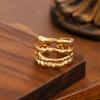 Stainless Steel Multi Layer Hollow Wide Rings for Women Men Classic Retro Texture Chunky Opening Rings Party Jewelry Accessories