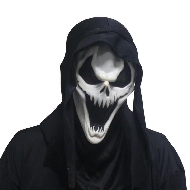 Open-mouthed scream, horror movie headgear, masquerade costume, scary ghost mask, Halloween party prop