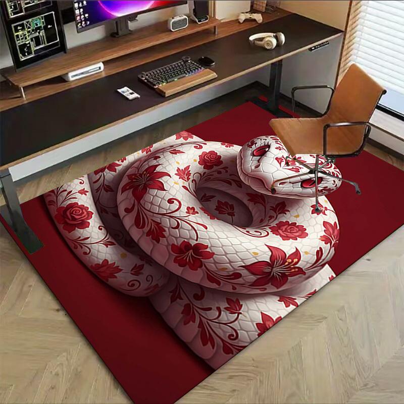 1PC Snake Floral Non-Slip Floor Carpet Compatible for Office&Living Room&Bedroom&Dining room - Flat-Weave Machine-W283