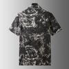 Men's Plus Size Printed Cuban Collar Short Sleeve Shirt
