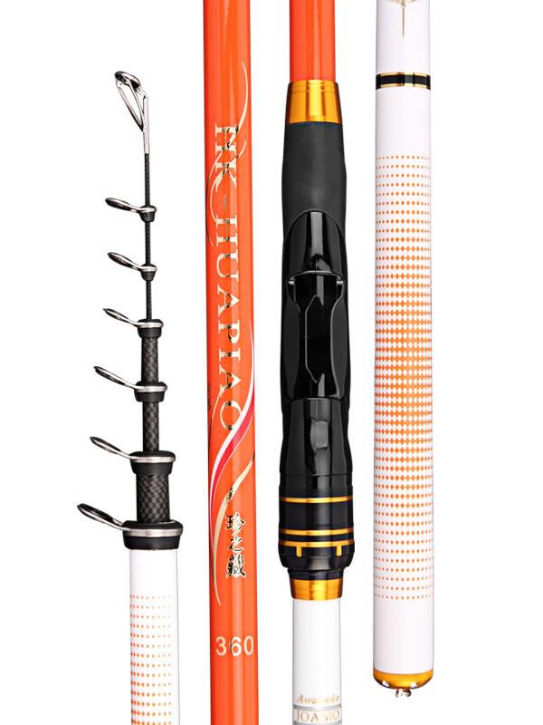 Ultra-Hard Carbon Shore Fishing Rod with Large Guides, No. 4, Dual-Purpose for Hand or Sea, Smooth Float Design