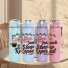 1PC Coffee Teach Sleep Repeat Letter 750ml Color Plastic Sports Water Bottle Leakproof Flip Straw Lid Suitable for Sports Office Home Use