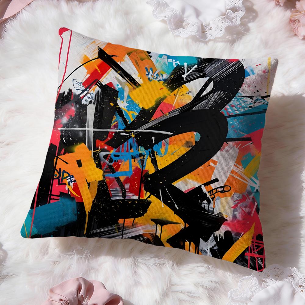 Street Graffiti Texture Cushion Cover Premium Comfort Reversible Pillow Cove Two In One Design for Any Room  Car Interior