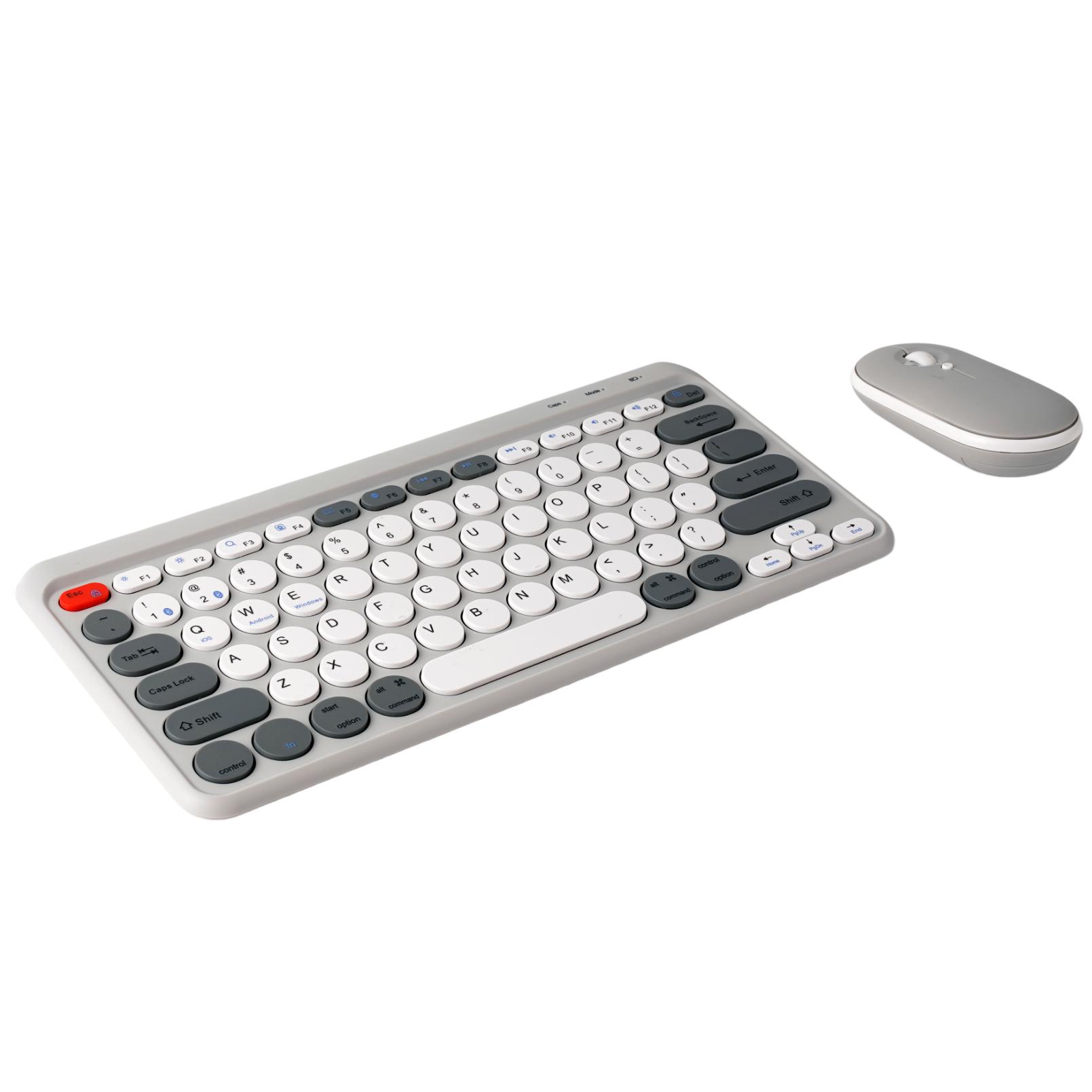

Двухрежимная Bluetooth-клавиатура и мышь, 2,4 г, беспроводная клавиатура для нескольких устройств, мышь, совместимая с Mac/Windows/ios/android Combo серый