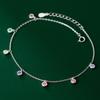 Silver Elegant Round Zircon Anklet for Women Light Summer Boho CZ Beads Chain Foot Chain Party Jewelry Gifts