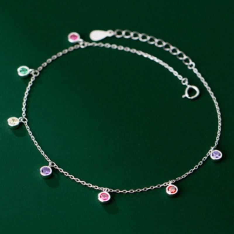 Silver Elegant Round Zircon Anklet for Women Light Summer Boho CZ Beads Chain Foot Chain Party Jewelry Gifts
