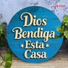 Vintage God Bless This Home Metal Wall Art 8x8 Inch Round Outdoor Cafe Garden Plaque Perfect Gift Cottage Decoration