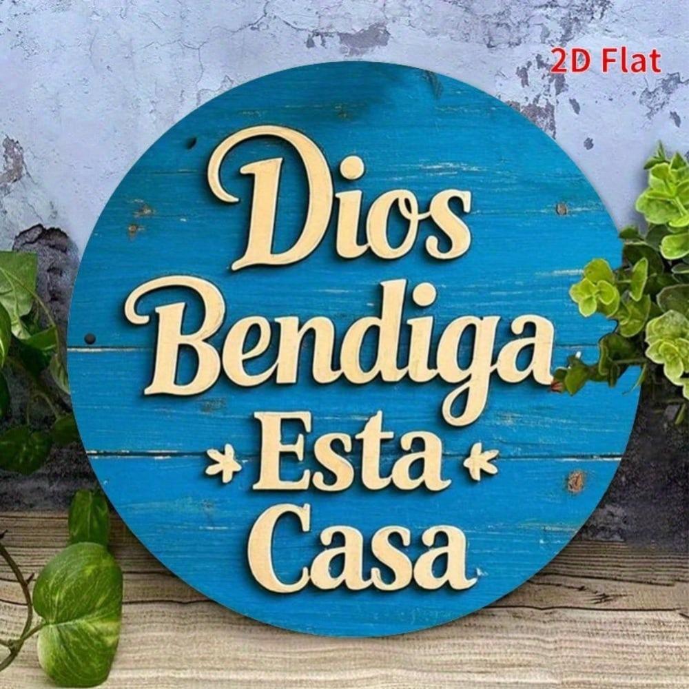 Vintage God Bless This Home Metal Wall Art 8x8 Inch Round Outdoor Cafe Garden Plaque Perfect Gift Cottage Decoration