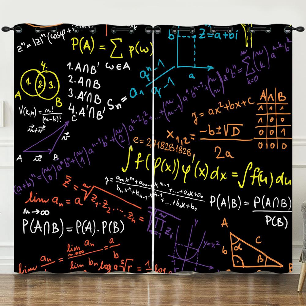 Zasłona Geometryczna Wzór Liczbowy Drukowanie Cyfrowe 3D Zasłona zaciemniająca Przelotki
