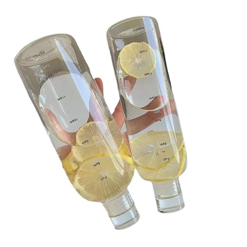 2024 Trendy Plastic Time Scale Water Cup – Stylish High-Value Drinking Cup, Popular Design Water Bottle with Scale Marks