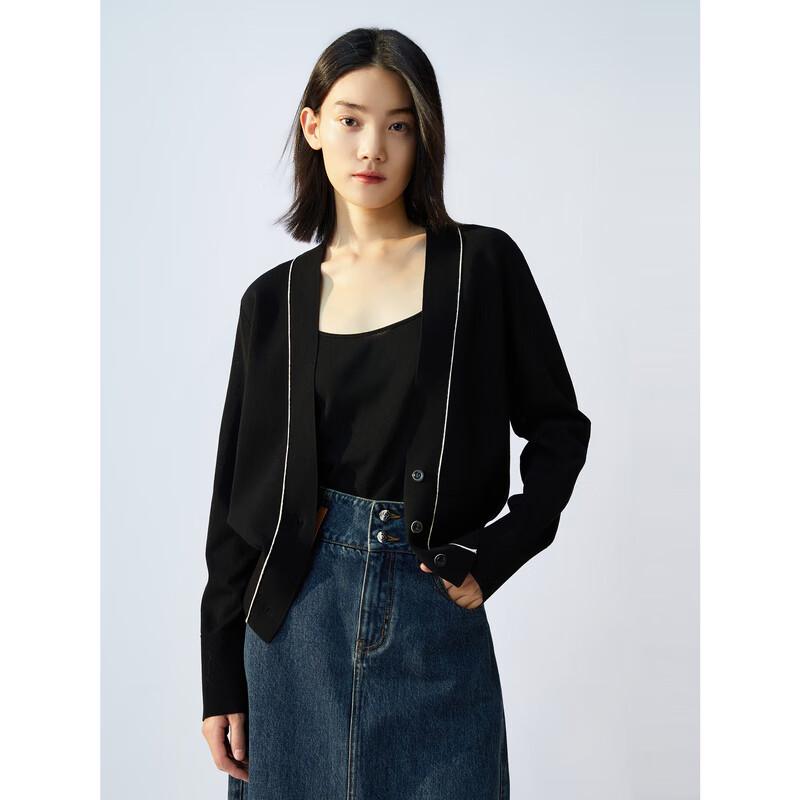 JUZUI Women's Simple Line Cardigan Knit Sweater