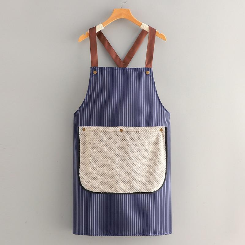 Sleeveless Cross Back Restaurant Uniform Removable Hand Towel Anti Fouling Cooking Baking Waterproof Kitchen Apron