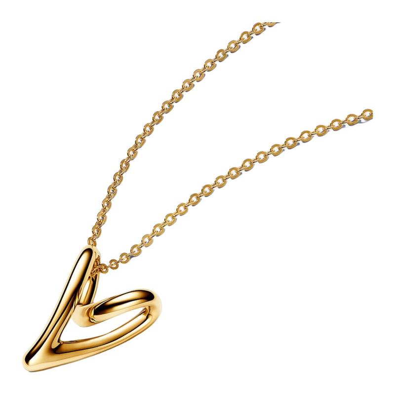 Pandora Heart-shaped hollow pendant necklace for women 363272C00 золотой