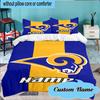 Custom Name Rams Team Spirit Bedding Set 3pcs, Bedding Set Including 1pc Duvet Cover And 2pcs Pillowcases for Bedroom, Dormitory Gift