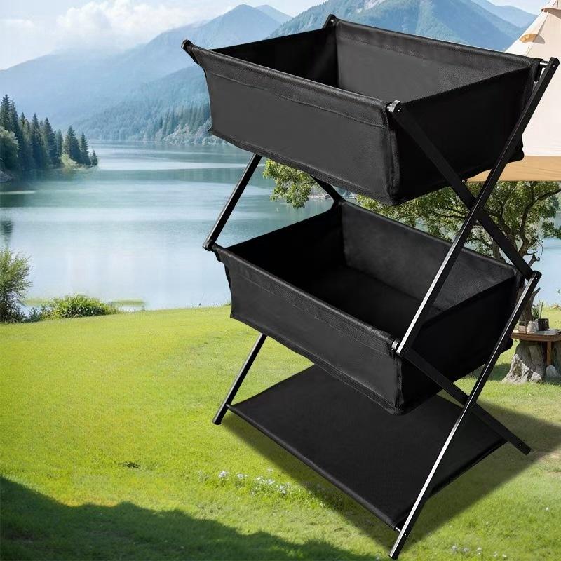 Camping 3level Folding Storage Rack Portable Picnic Grill Lightweight And Durable Large Capacity Storage Rack For Home Finishing
