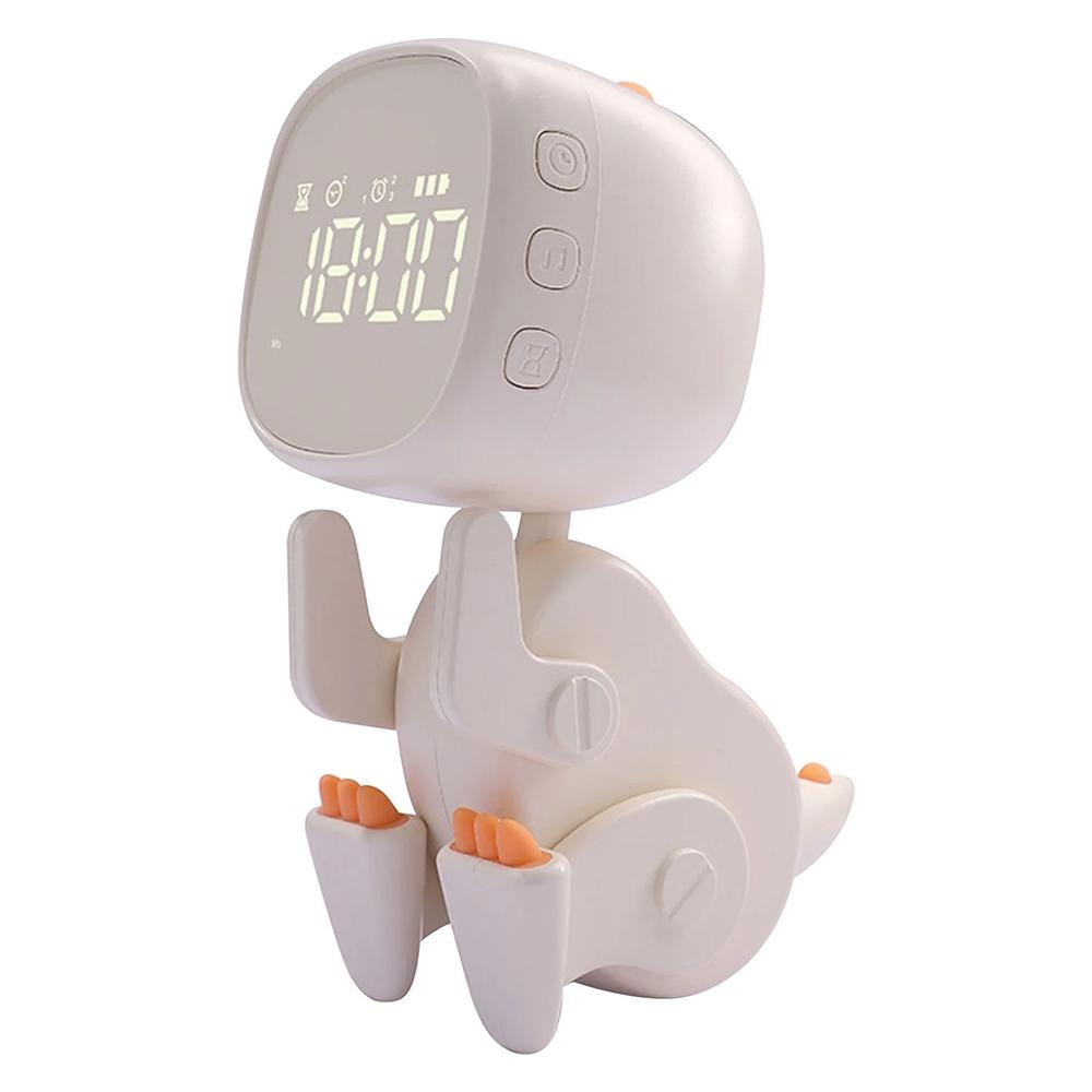 

Dinosaur Kids Alarm Clock Bedside Clock with Night Light Digital Display Children Sleep Trainer White