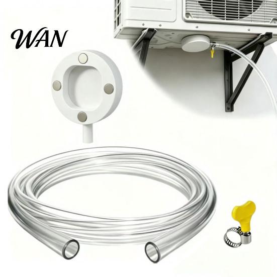 Leak-proof AC Drain Tube Magnetic Window Kit 4/6/12FT Clear PVC Hose with Stainless Steel Clamp No Drilling Flexible Weather-Resistant Condensate