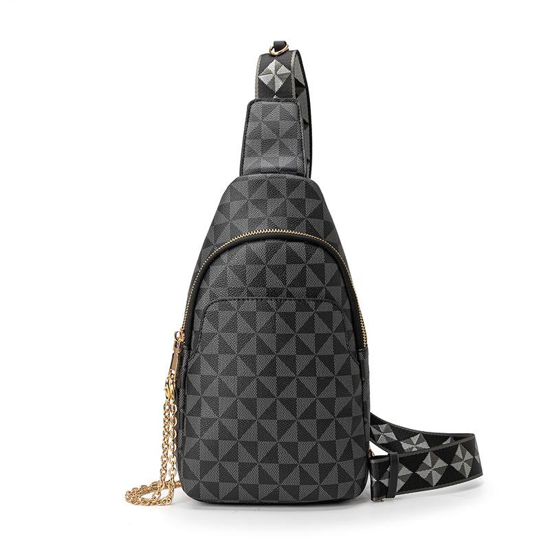 Textured Printed Women's Small Breast Bag One Shoulder Crossbody Simple and Fashionable Casual Motorcycle Bag for Women