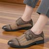 Summer New Breathable Mesh Patchwork Leather Shoes for Men Luxury Designer Formal Wedding Dress Homecoming Monk Strap Loafers