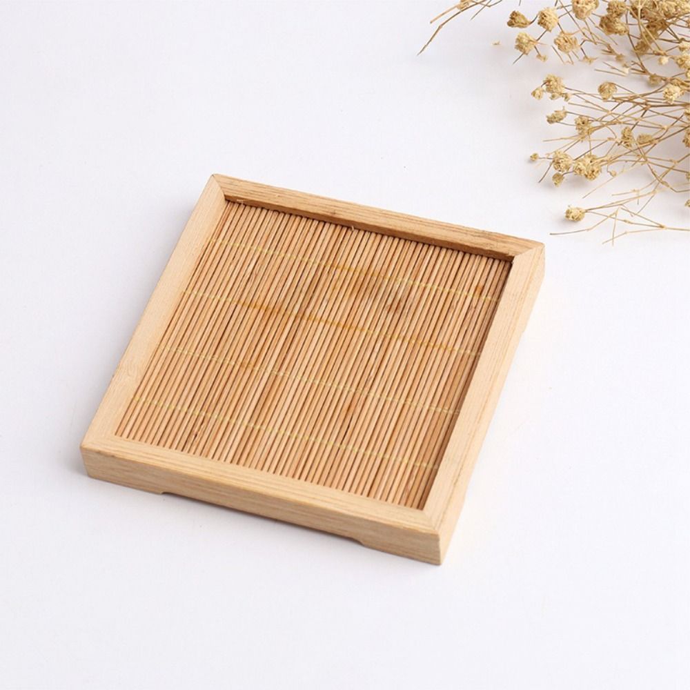 Natürliche Bambus Hamster Kühlmatte Quadratisch Atmungsaktiv Hamster Wärmeableitung Kissen Dessert Gebäckschale Teetasse
