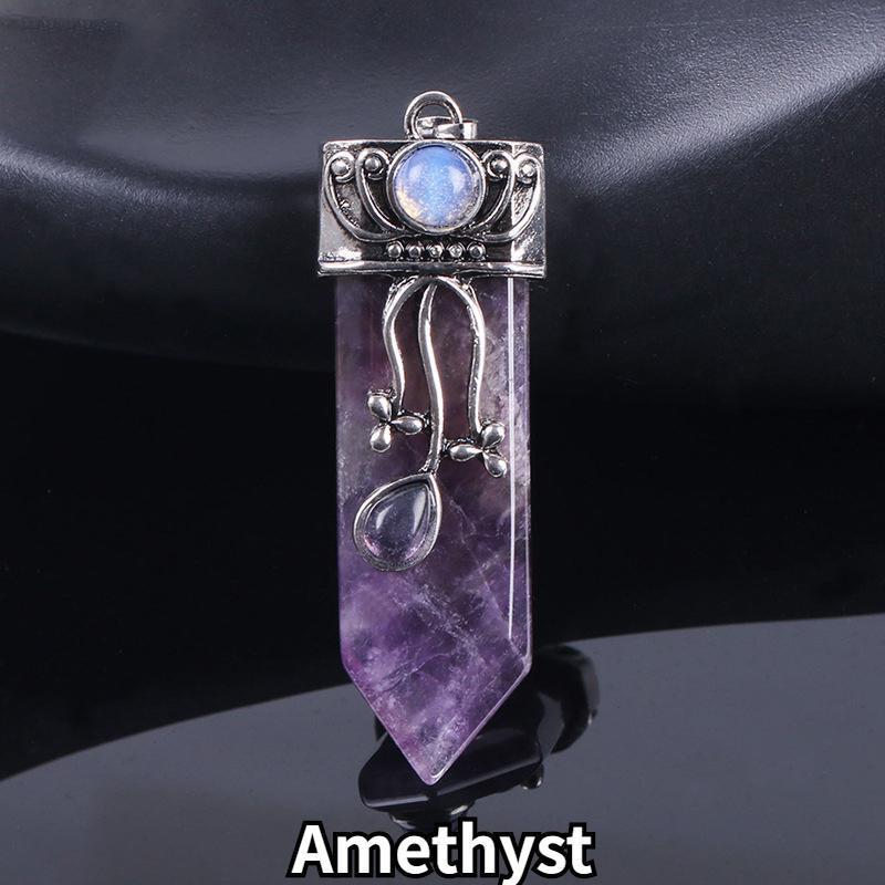 

1 шт., винтажный полудрагоценный камень, кулон в форме меча, энергетические украшения, полосатый кристалл, оникс, ювелирные изделия фиолетовый