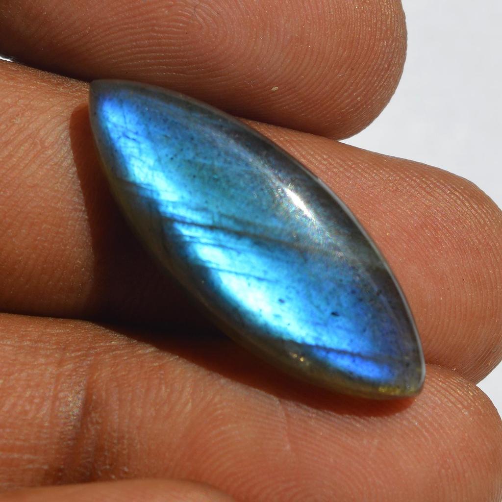 Natural Labradorite Gemstone Cabochon, 15 Carats Blue Fire Labradorite Cabochon, Marquise Shape, Craft Supply Jewelry Making