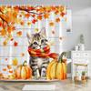 Fall Maple Eucalyptus Leaves Shower Curtain Autumn Pumpkin Farm Watercolor Botanical Floral Cloth Shower Curtains Bathroom Decor
